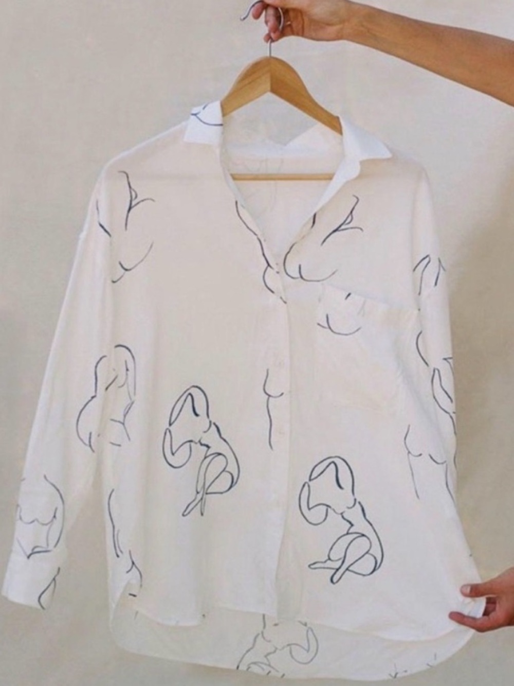 Paloma Wool Leandra Shirt — White/Navy Figure Print, One Size